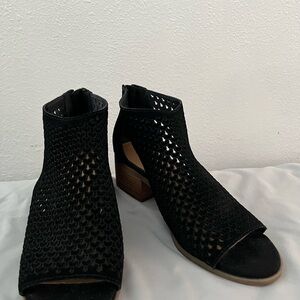 Lucky Brand Black Mesh Ankle Booties